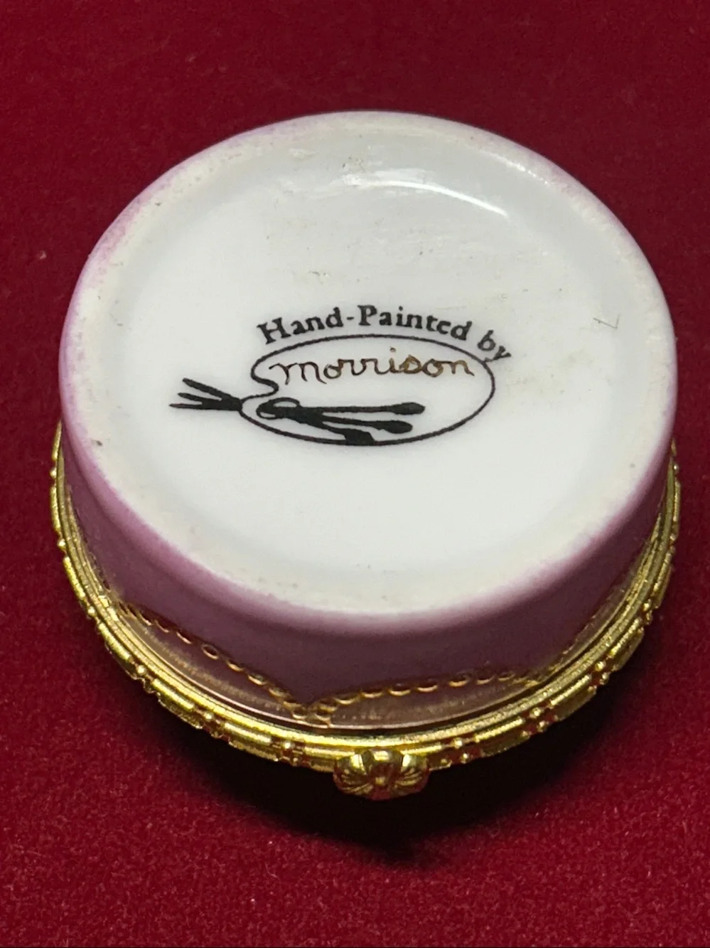 Gold-Tone Porcelain Cherub Compact Locket - White and Pink Accent